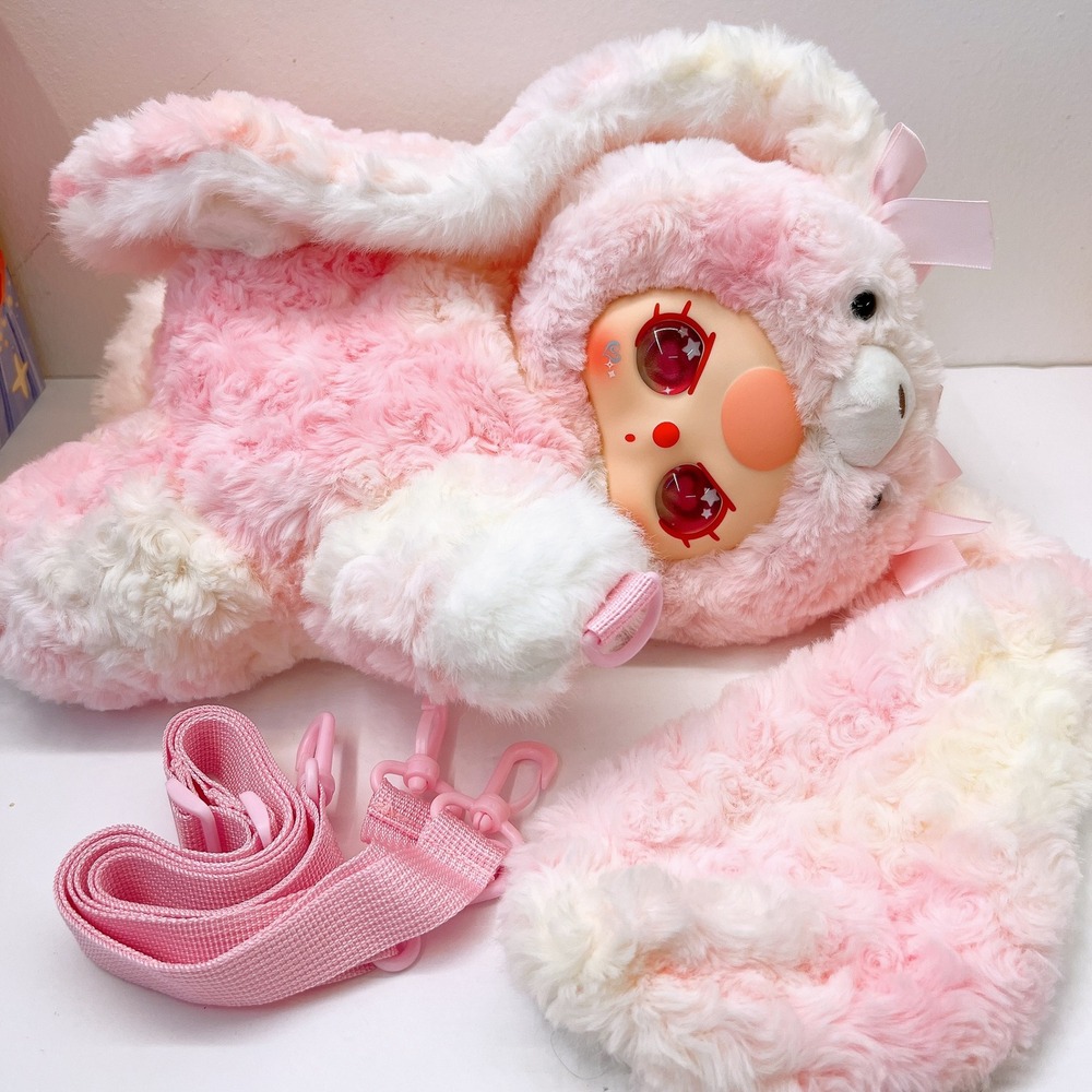 Baby Three Hugging Baby Backpack 400% "Pink Cream Bunny + Special Heart Eyes"